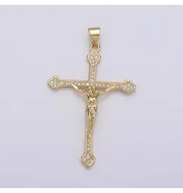 Aim Eternal Gold Filled Cross Crucifix Pendant, on 18" gold plated chain