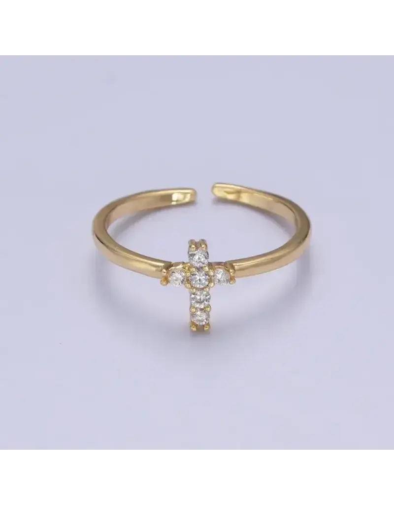 Aim Eternal 14K Gold Filled Ring CZ Dainty Cross Ring