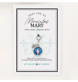 My Saint My Hero Miraculous Medal Charm Medium with Blue Enamel