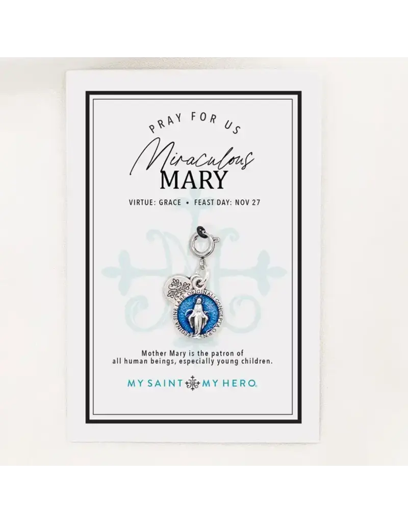 My Saint My Hero Miraculous Medal Charm Medium with Blue Enamel
