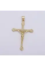 Aim Eternal Gold Filled Cross Crucifix Pendant on 24" gold tone chain