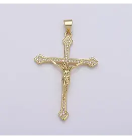Aim Eternal Gold Filled Cross Crucifix Pendant on 24" gold tone chain