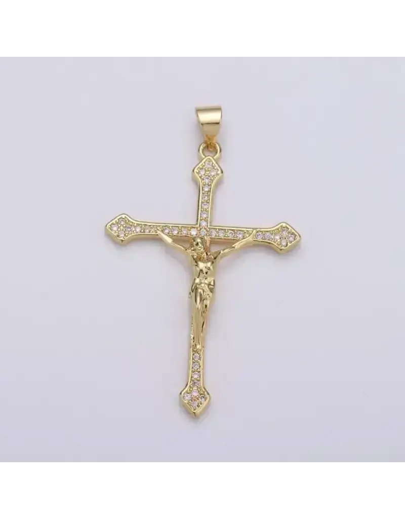 Aim Eternal Gold Filled Cross Crucifix Pendant on 24" gold tone chain