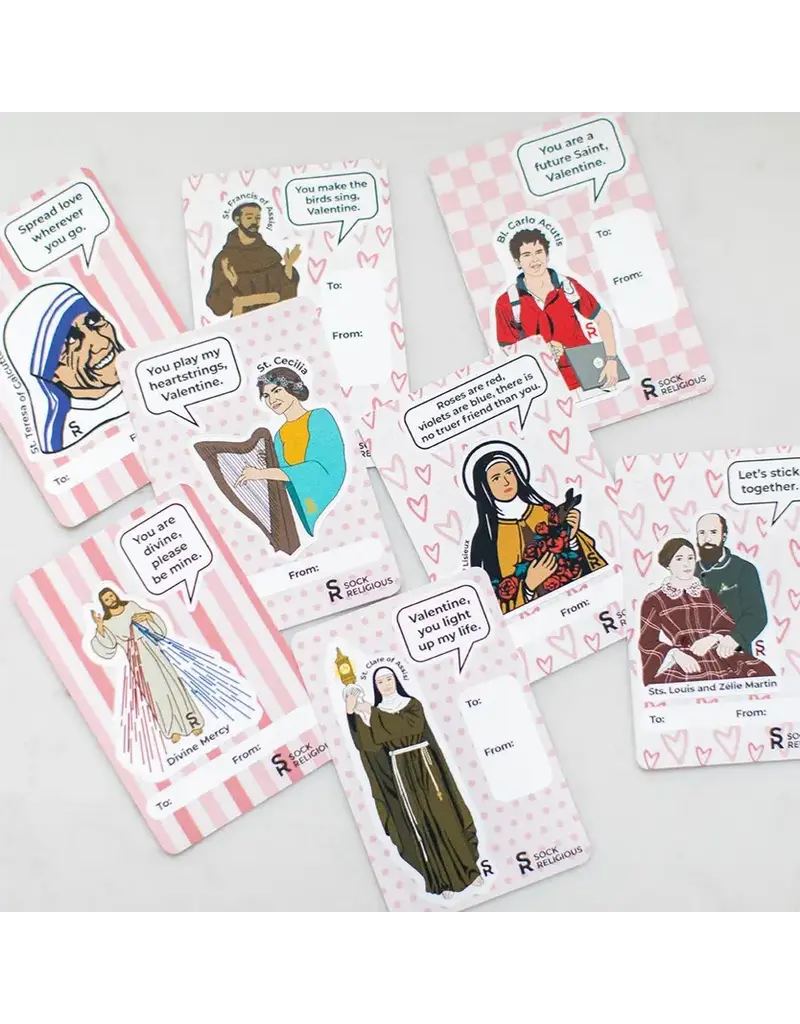 Sock Religious Mother Teresa & Friends Valentine Stickers 20-pack