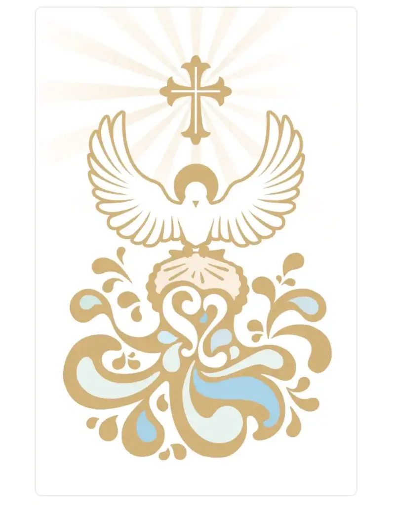 Be Still Prayer Space Baptism Remembrance Card, Holy Spirit Dove with Water and Shell | Be Still Prayer Space