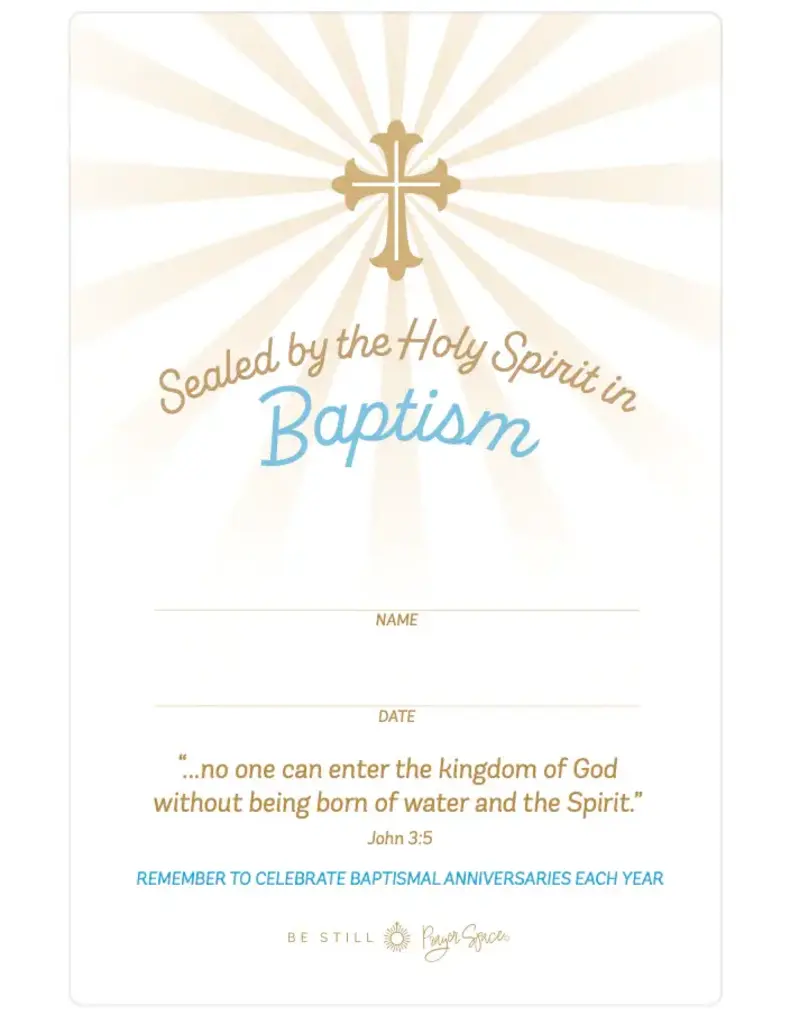 Be Still Prayer Space Baptism Remembrance Card, Holy Spirit Dove with Water and Shell | Be Still Prayer Space