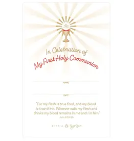 Be Still Prayer Space First Communion Remembrance Card, Blessed Sacrament, Chalice and Eucharist | Be Still Prayer Space