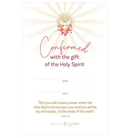 Be Still Prayer Space Confirmation Remembrance Card, Holy Spirit Dove with Flames | Be Still Prayer Space
