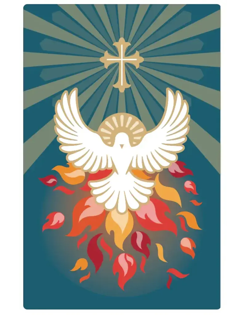 Be Still Prayer Space Confirmation Remembrance Card, Holy Spirit Dove with Flames | Be Still Prayer Space