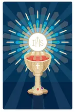 Be Still Prayer Space First Communion Remembrance Card, Blessed Sacrament, Chalice and Eucharist | Be Still Prayer Space