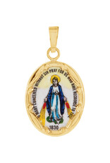 Stuller 14K Gold Hand Painted Porcelain Miraculous Medal (13 x 10 mm)