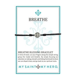 My Saint My Hero Breathe Blessing Bracelet - Silver / Black