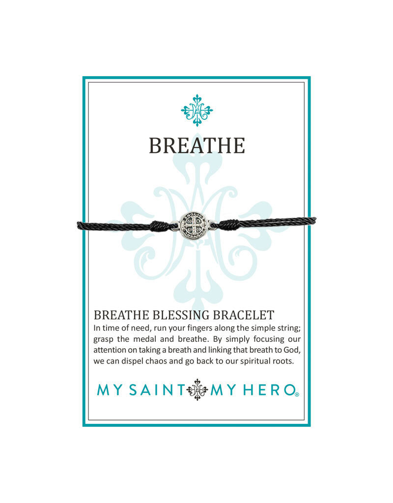 My Saint My Hero Breathe Blessing Bracelet - Silver / Black