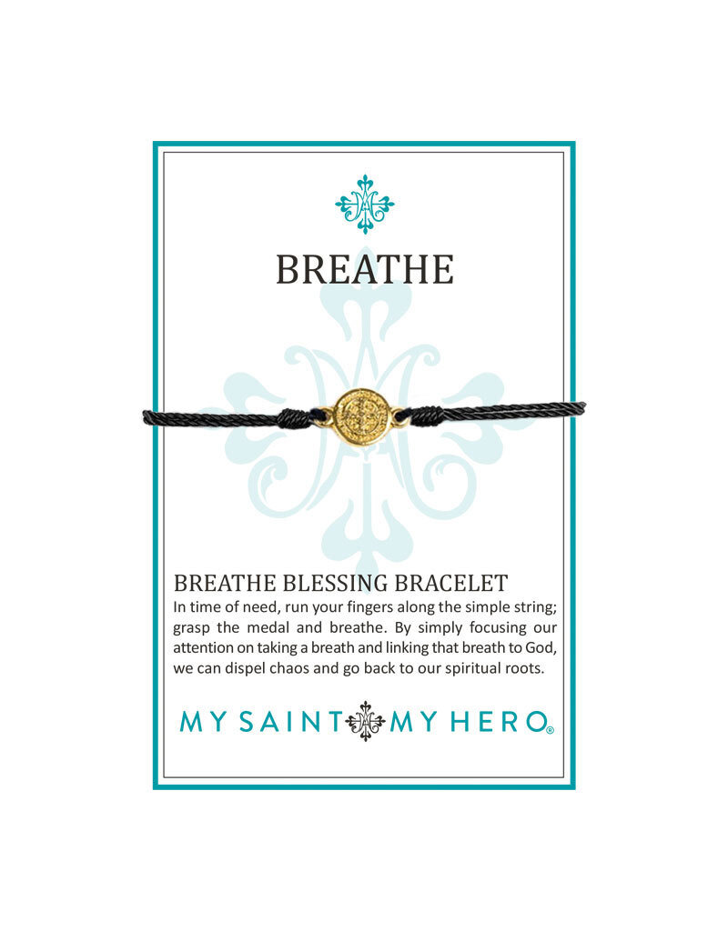 My Saint My Hero Breathe Blessing Bracelet - Gold - Black