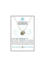 My Saint My Hero Benedictine Blessing Gold Rim Necklace 18"+