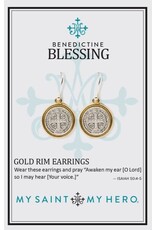 My Saint My Hero Silver and Gold-Tone Benedict Medal Earrings