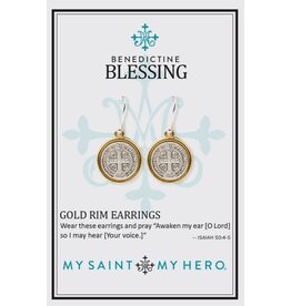 My Saint My Hero Silver and Gold-Tone Benedict Medal Earrings