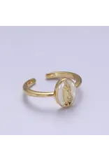 Aim Eternal Mother Mary Minimalist Adjustable Gold Ring-White