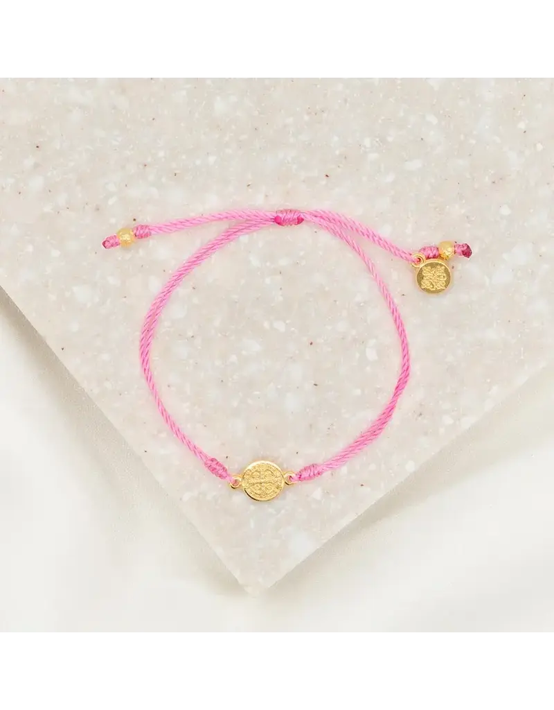 My Saint My Hero Breathe Blessing Bracelet - Gold - Pink