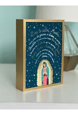 Be Still Prayer Space Illustration in Box Frame - Guadalupe, Gold frame, Hail Mary Prayer Card in Spanish | Be Still Prayer Space