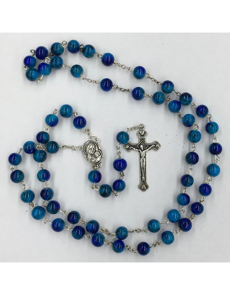 Holy Land Handicraft, LLC Jerusalem Rosary Blue Marble