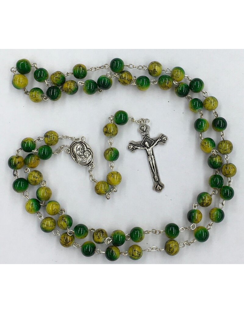Holy Land Handicraft, LLC Jerusalem Rosary Yellow/Green Marble