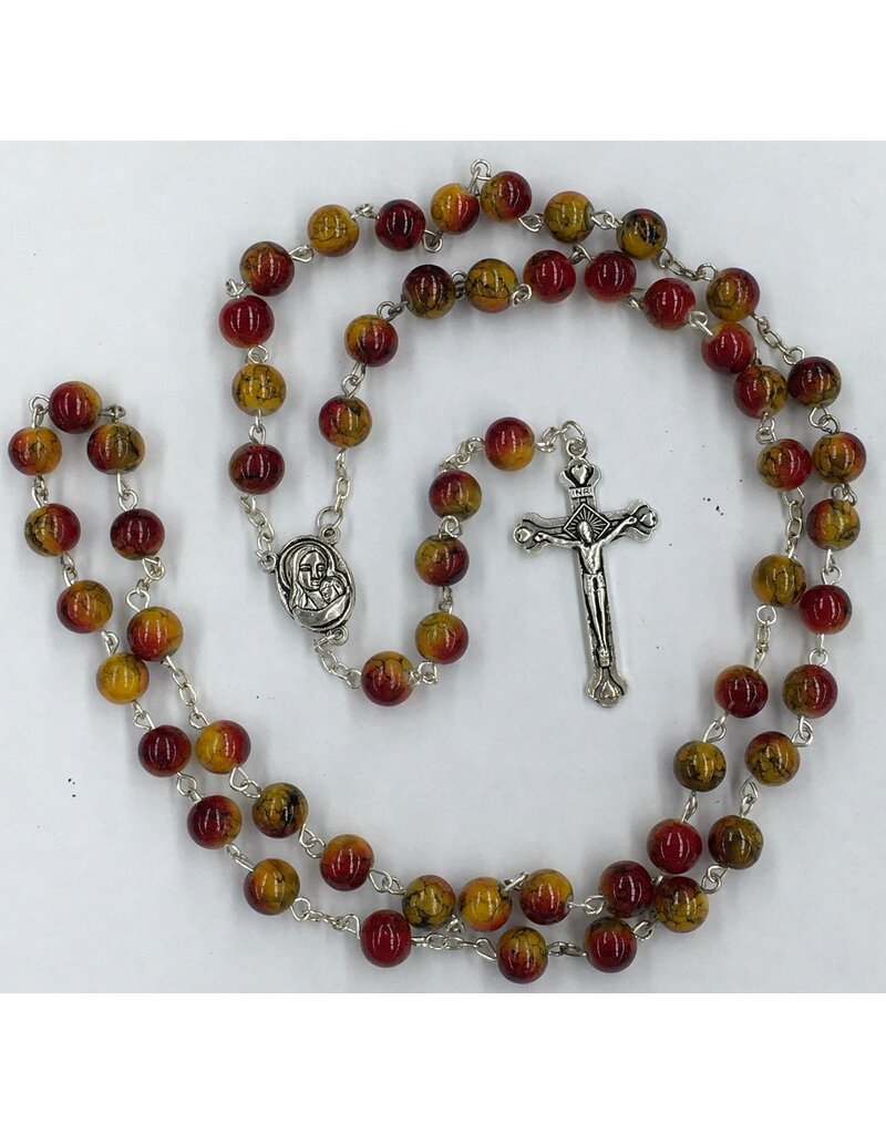 Holy Land Handicraft, LLC Jerusalem Rosary Red/Orange Marble