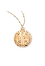 HMH Religious 16kt Gold Over Sterling Small Round St. Benedict 18" Ch-Bxd