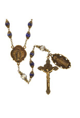Creed Blue Vintage Rosary with Brass-Tone Finish