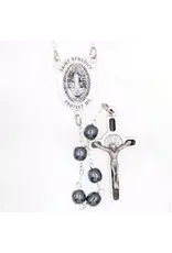 Lumen Mundi Hematite Rosary with St. Benedict Center and Enameled Benedict Crucifix