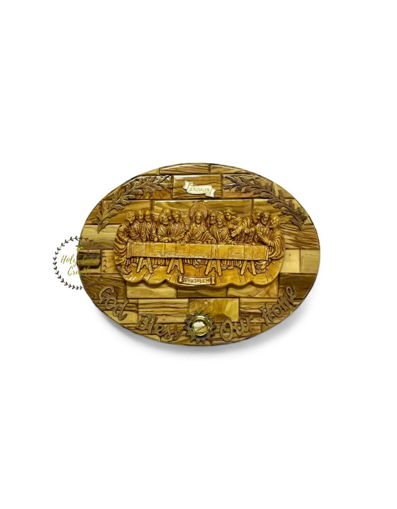 Holy Land Cradle Olive Wood Last Supper Plaque