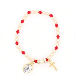 Devon Trading Company Saint Michael Stretch Pearl Bracelet