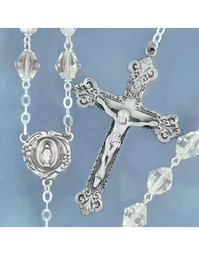 Devon Trading Company Clear Diamond-Shaped Bead Rosary