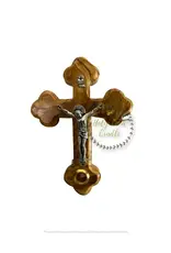 Holy Land Cradle 4" Olivewood Crucifix with  relic window