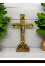Holy Land Cradle 5.5 " Olive Wood Crucifix with 4 relics and base