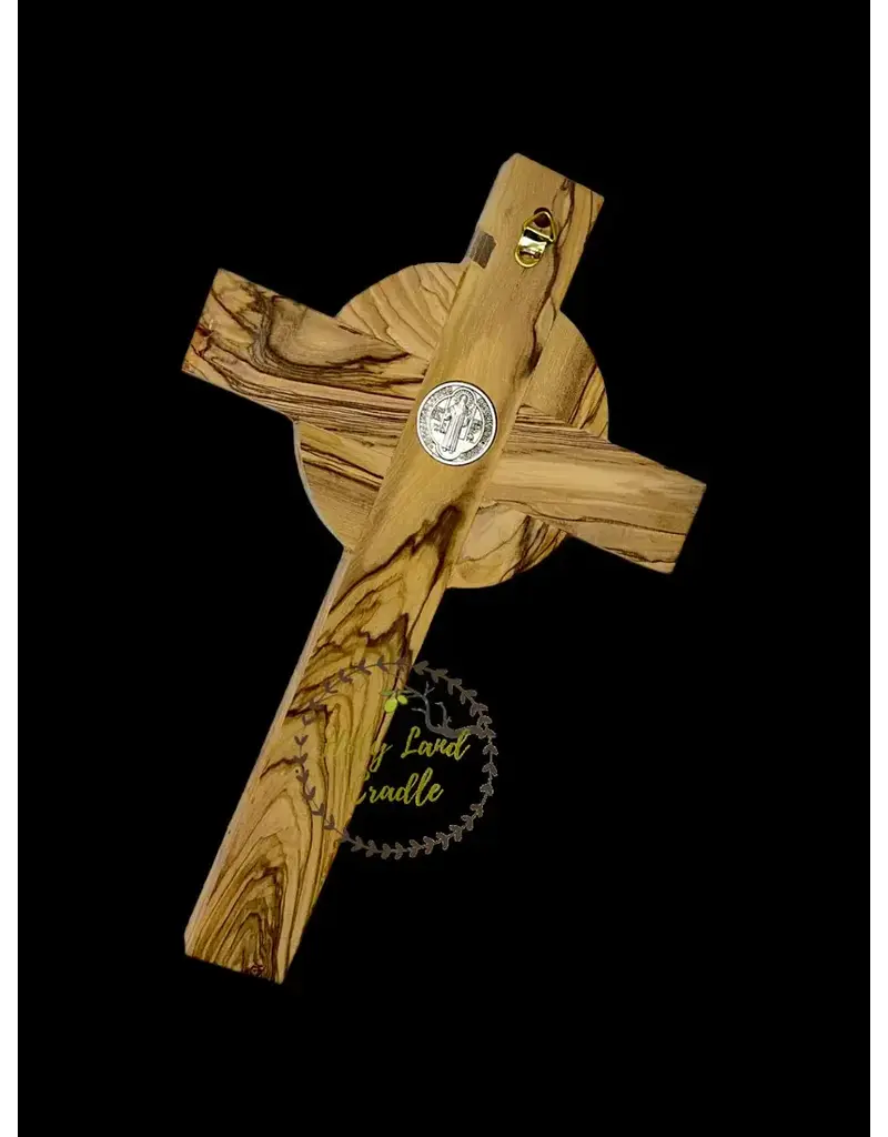 Holy Land Cradle 6.25" St. Benedict Olive Wood Crucifix(large)