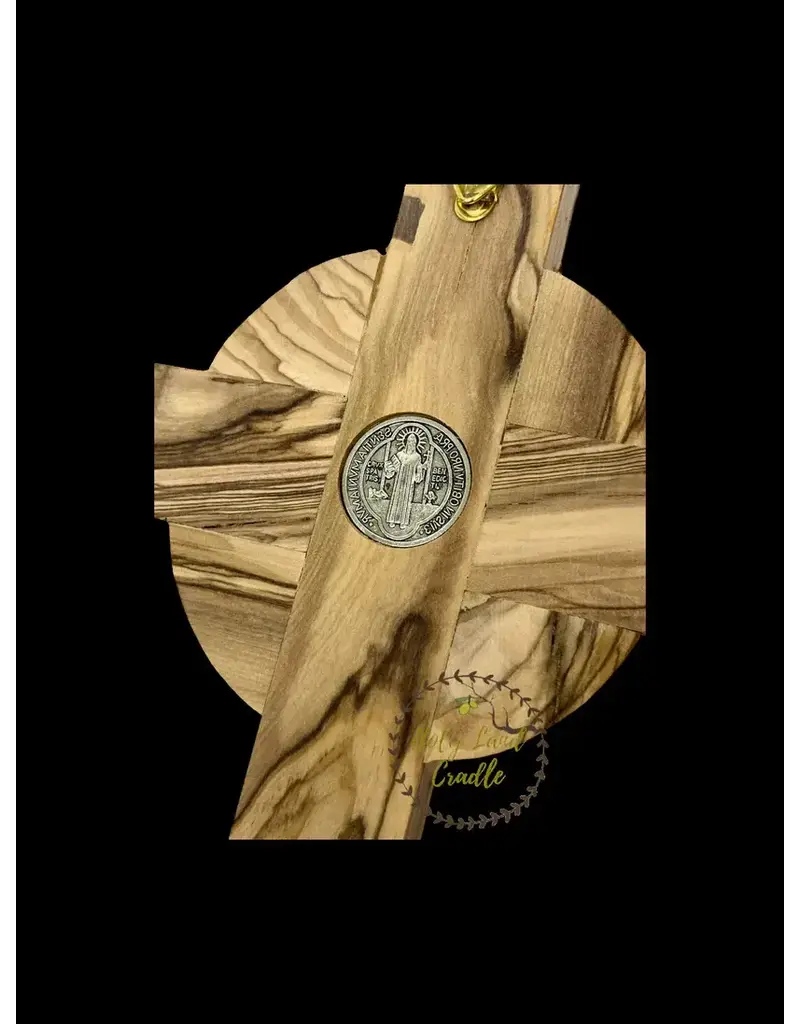Holy Land Cradle 6.25" St. Benedict Olive Wood Crucifix(large)