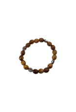 Holy Land Cradle Olive Wood Round or Cross  Bead Bracelet with Icons