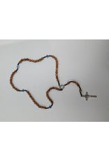 Holy Land Cradle Olive wood St. Benedict Rosary with blue cross decade bead