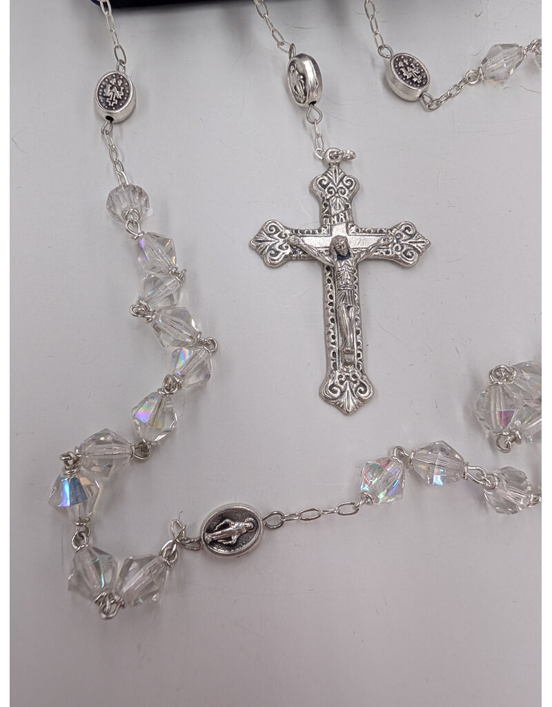 Devon Trading Company Clear Diamond-Shaped Bead Rosary