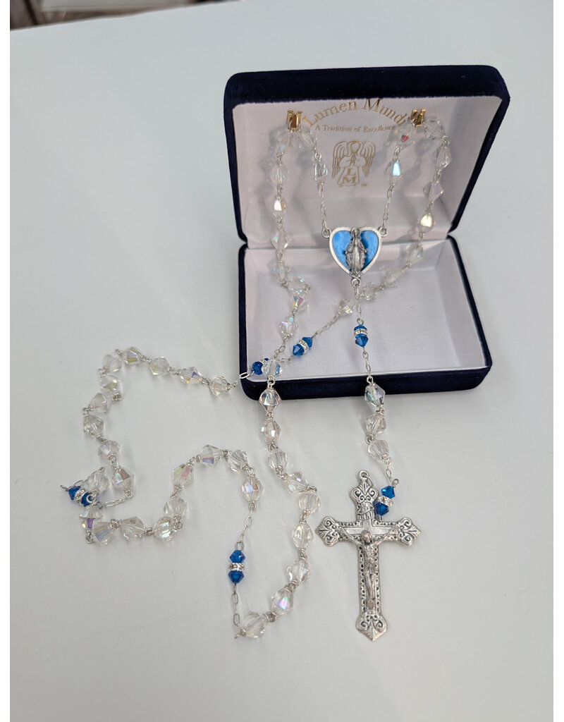 Devon Trading Company Blue Diamond-Shaped Bead Rosary