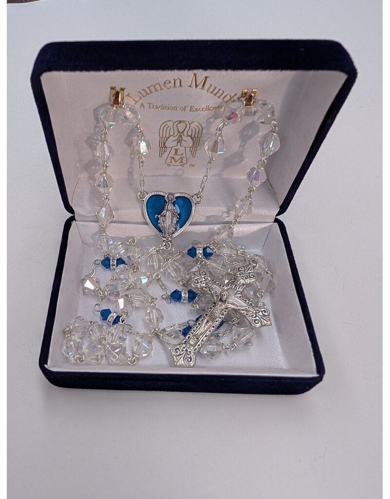 Devon Trading Company Blue Diamond-Shaped Bead Rosary