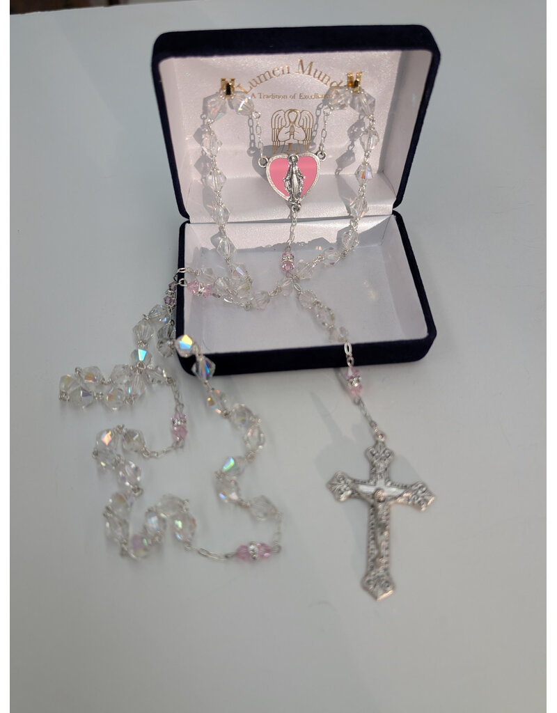 Devon Trading Company Pink Diamond-Shaped Bead Rosary