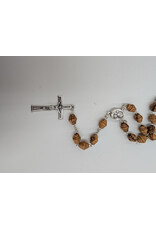 Holy Land Cradle Olive wood Rosary with Marian medal and soil, boxed