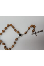 Holy Land Cradle Olive wood Rosary with Marian medal and soil, boxed