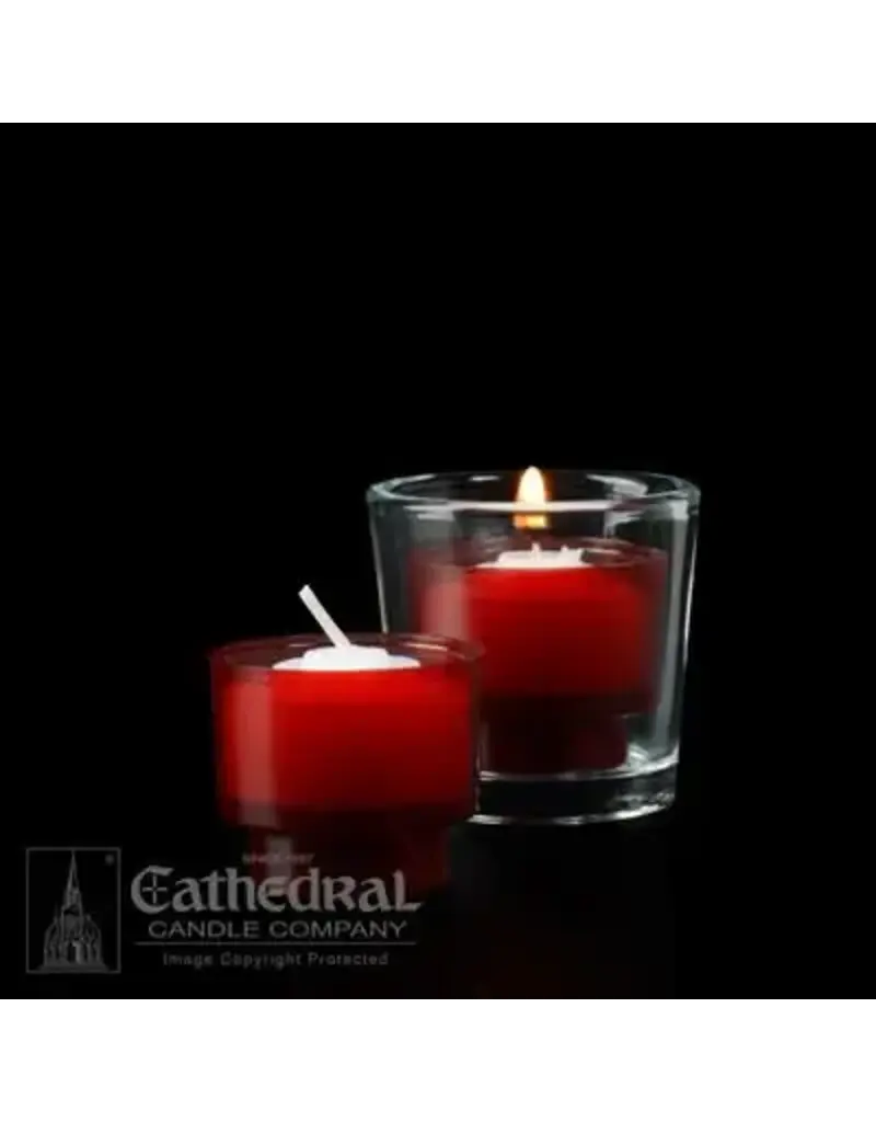 Cathedral Candle Co. 4-hour ezLite Ruby Votive Candles (Disposable Plastic) - Case of 288