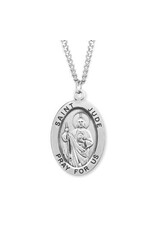 HMH Religious Sterling Silver St. Jude Medal on 24" Chain