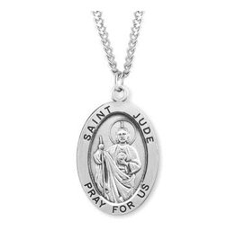 HMH Religious Sterling Silver St. Jude Medal on 24" Chain
