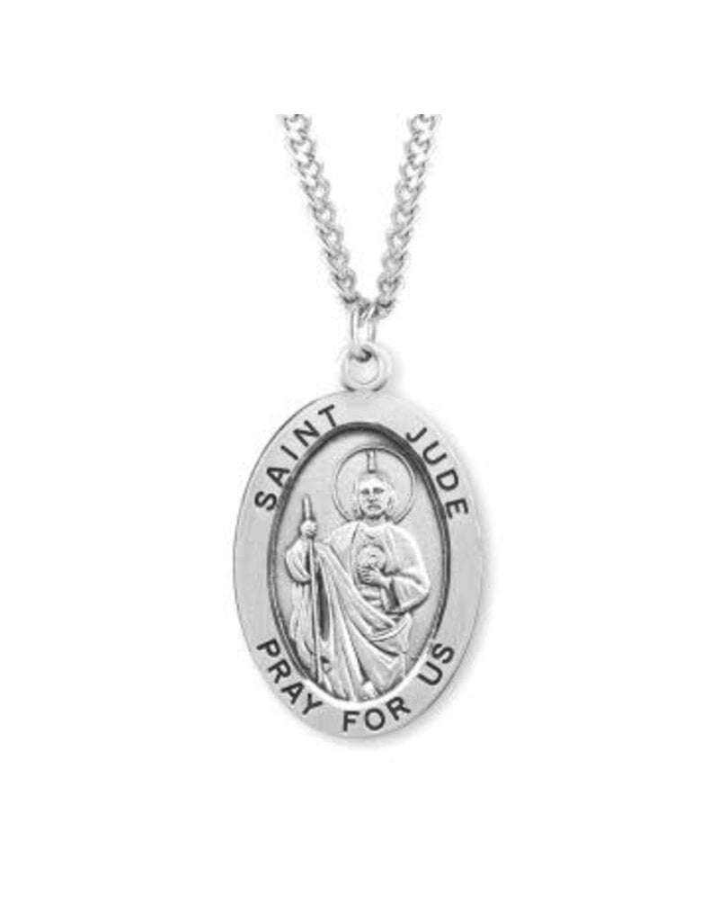 HMH Religious Sterling Silver St. Jude Medal on 24" Chain