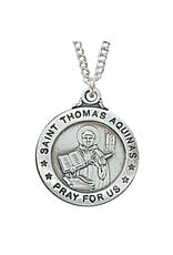 McVan Sterling Silver St. Thomas Aquinas Round Medal-Pendant on 20" Chain